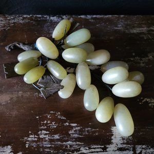 Vintage MCM Jade Grape Cluster Polished Stone Grapes, Stone Fruits